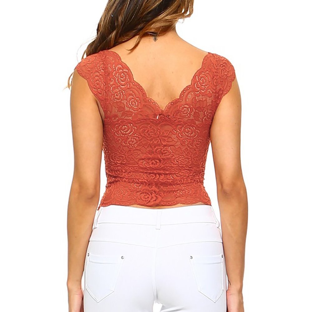 Cute crop top Bralette short sleeve lace - Picture 2 of 4